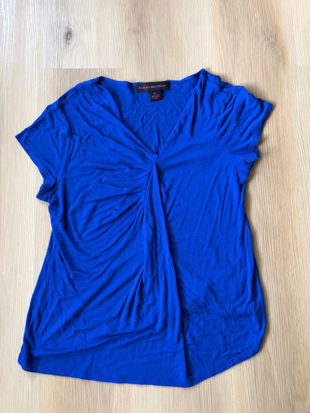 Haley Matthew’s - Women’s Royal Blue Twist-Front Short Sleeve Top - M
